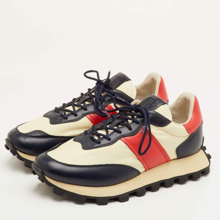 Pre Owned Tod's Size 41.5 Multicolor Fabric, Leather and Suede Low Top Sneakers