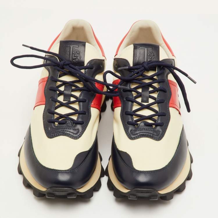 Pre Owned Tod's Size 41.5 Multicolor Fabric, Leather and Suede Low Top Sneakers