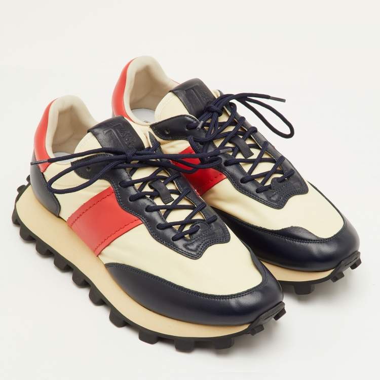 Pre Owned Tod's Size 41.5 Multicolor Fabric, Leather and Suede Low Top Sneakers