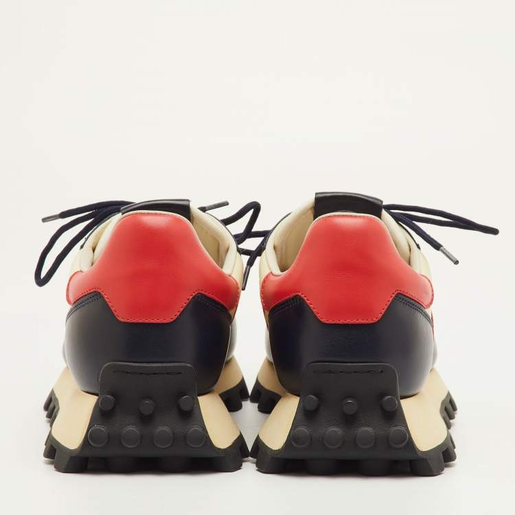 Pre Owned Tod's Size 41.5 Multicolor Fabric, Leather and Suede Low Top Sneakers