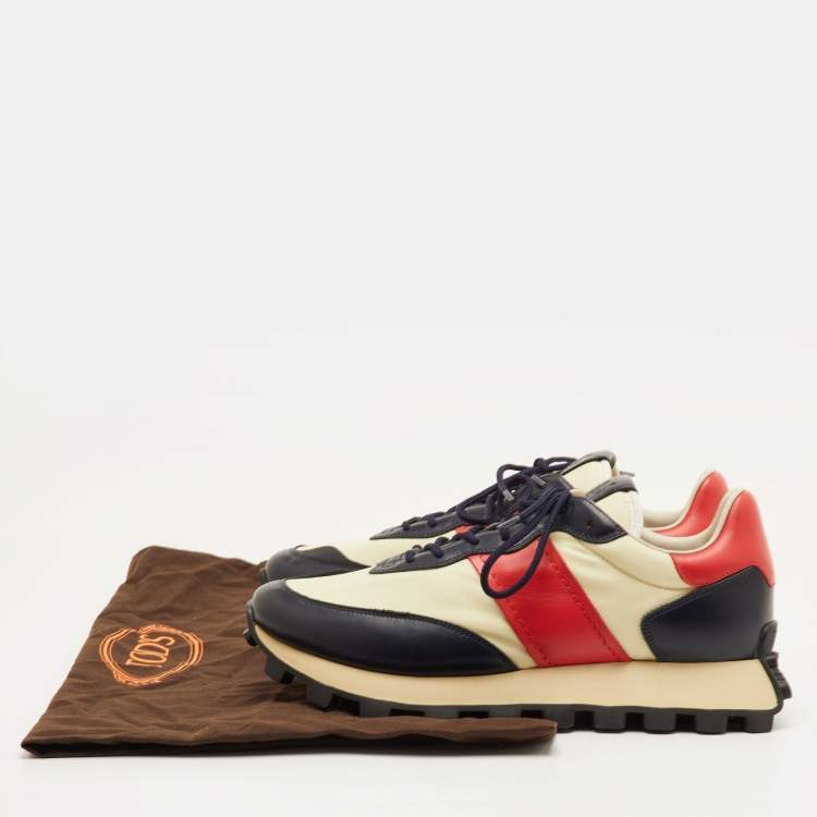 Pre Owned Tod's Size 41.5 Multicolor Fabric, Leather and Suede Low Top Sneakers