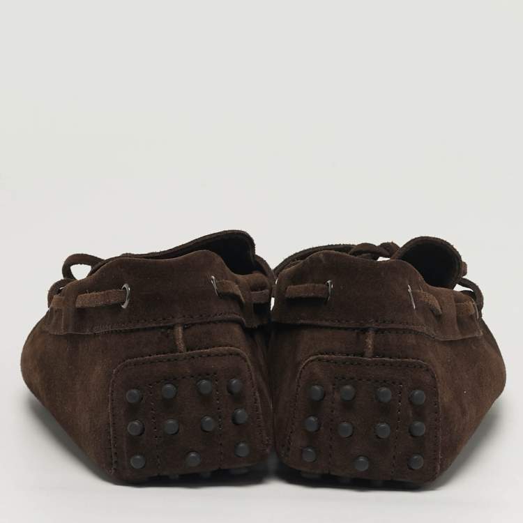 Pre Owned Tod's Gommino Size 44.5 Brown Suede Bow Loafers