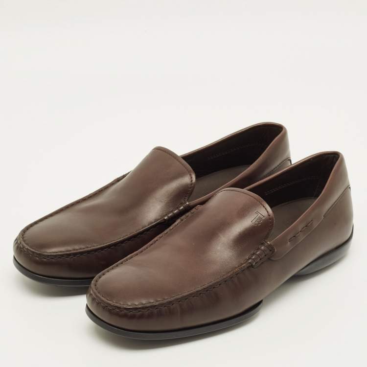 Pre Owned Tod's Gommino Size 41 Dark Brown Leather Driver Loafers
