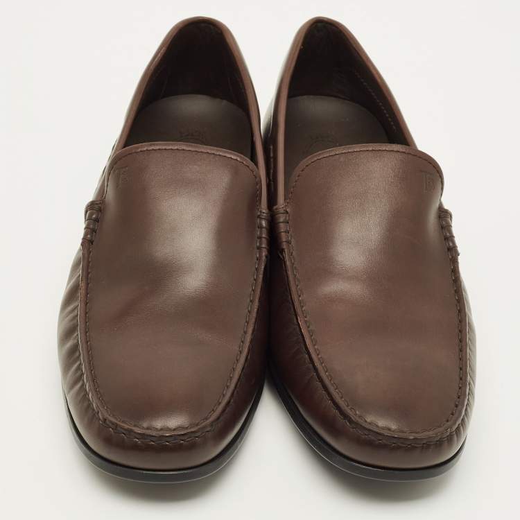 Pre Owned Tod's Gommino Size 41 Dark Brown Leather Driver Loafers