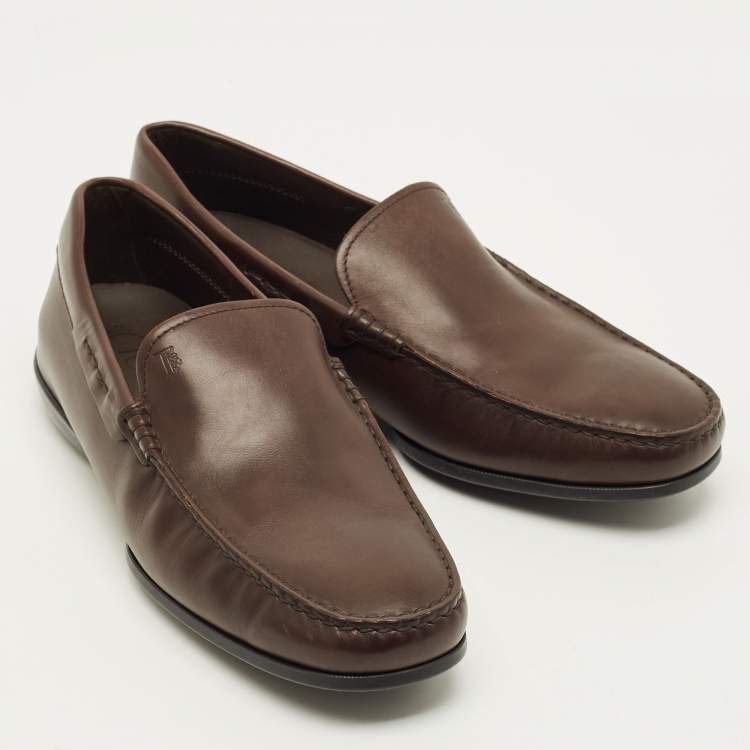 Pre Owned Tod's Gommino Size 41 Dark Brown Leather Driver Loafers