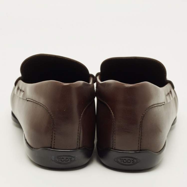 Pre Owned Tod's Gommino Size 41 Dark Brown Leather Driver Loafers