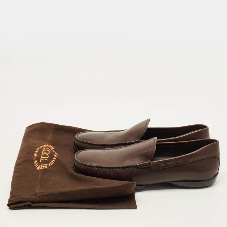 Pre Owned Tod's Gommino Size 41 Dark Brown Leather Driver Loafers