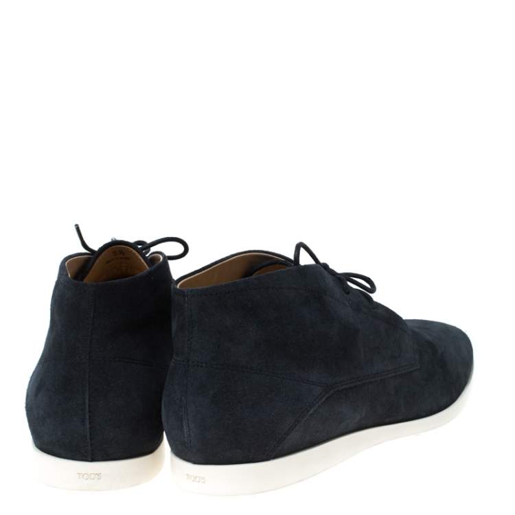 Pre Owned Tod's Blue Suede Lace Up Oxford Sneakers Size 44