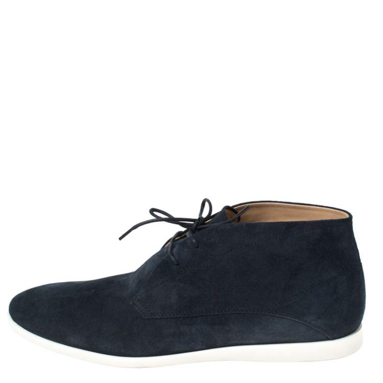 Pre Owned Tod's Blue Suede Lace Up Oxford Sneakers Size 44