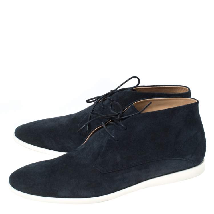 Pre Owned Tod's Blue Suede Lace Up Oxford Sneakers Size 44