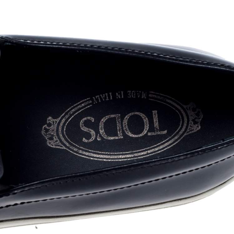 Pre Owned Tod's Black Patent Leather Sportivo Maxi Crystal Double T Slip On Sneakers Size 40