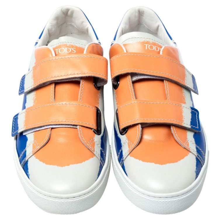 Pre Owned Tod's Multicolor Leather Velcro Strap Sneakers Size 43