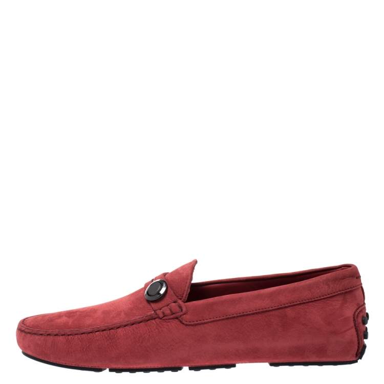 مملوكة مسبقًا Tod's for Ferrari Red Suede Loafers Size 44.5