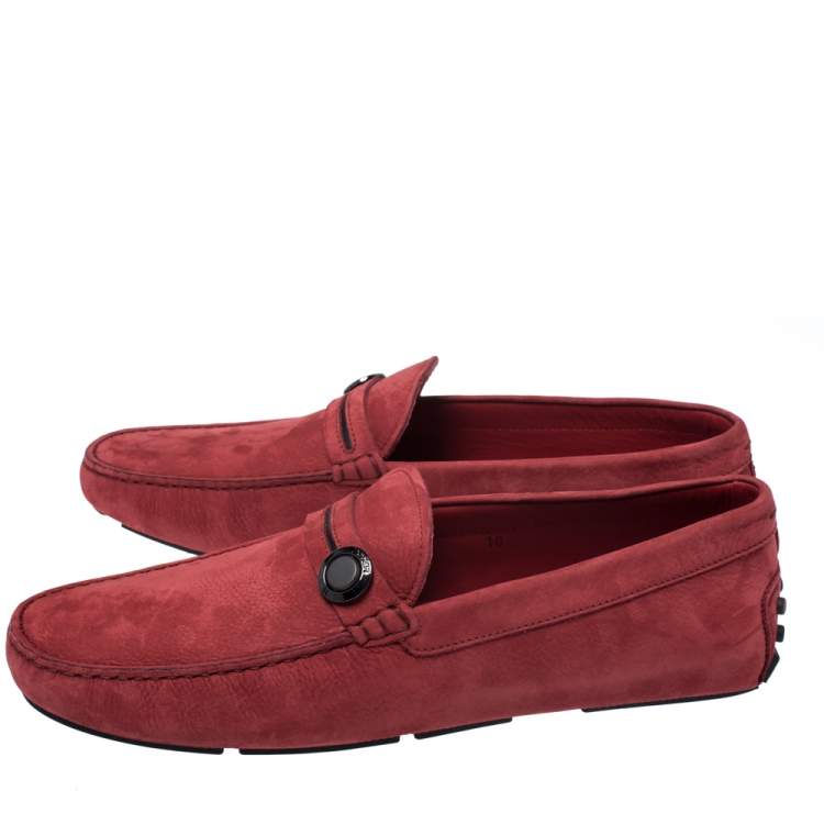 مملوكة مسبقًا Tod's for Ferrari Red Suede Loafers Size 44.5
