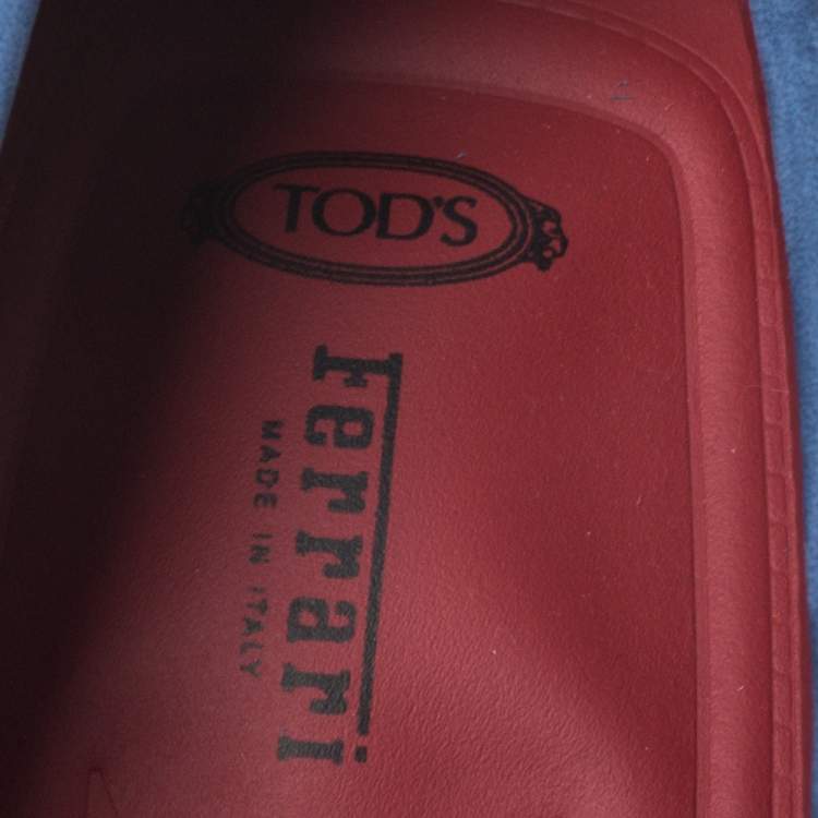Pre Owned Tod's for Ferrari Blue Suede Bow Loafers Size 44.5
