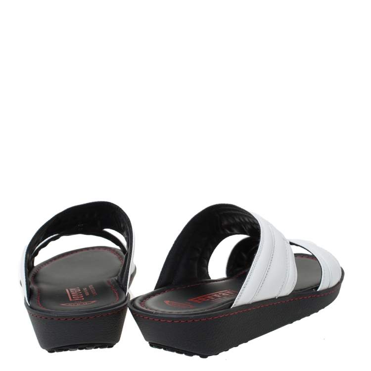 Pre Owned Tod's for Ferrari Limited Edition White Leather Platform Slide Sandals Size 39.5