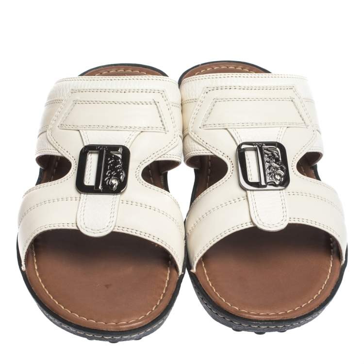 Pre Owned Tod's White Leather Open Toe Sandals Size 39.5 