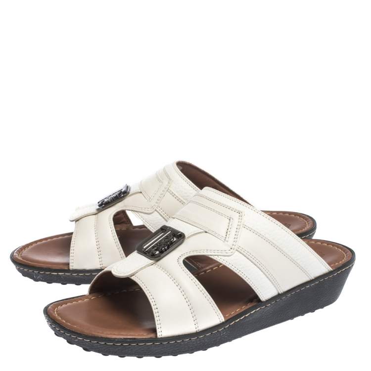 Pre Owned Tod's White Leather Open Toe Sandals Size 39.5 