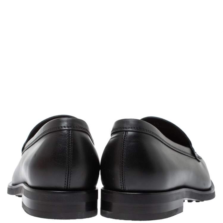Pre Owned Tod's Black Leather Penny Slip On Loafers Size 44.5