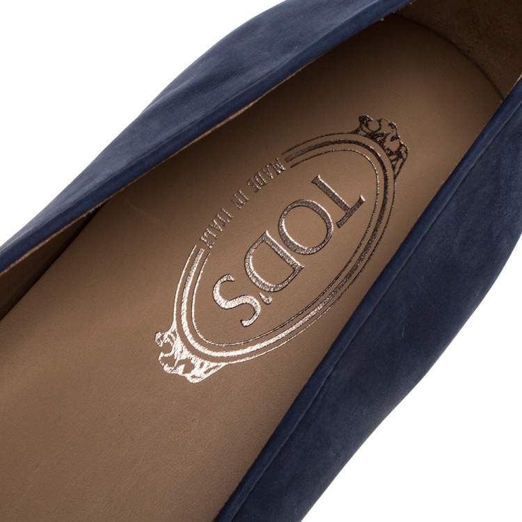 Pre Owned Tod's Blue Nubuck Leather Slip On Loafers Size 45.5