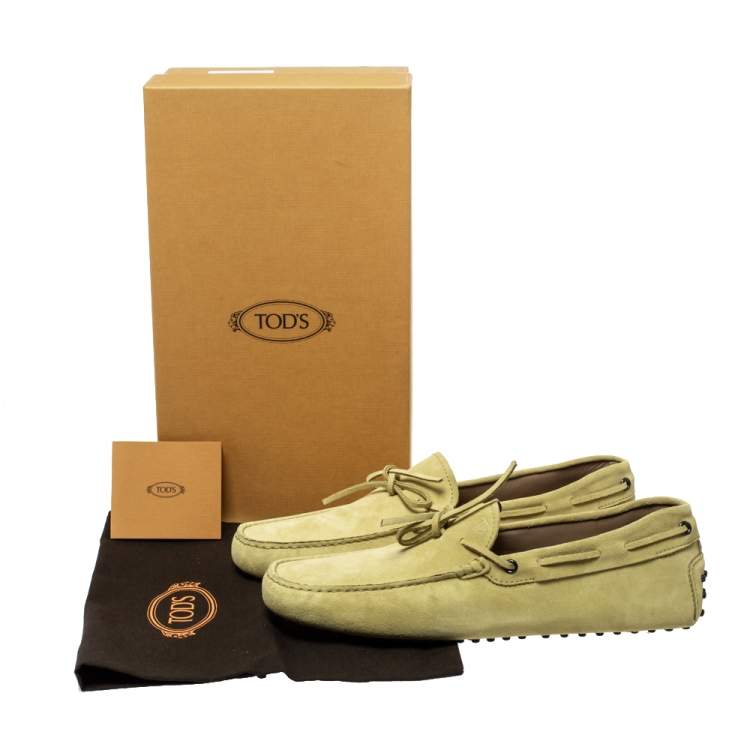 Pre Owned Tod's Yellow Suede Bow Slip On Loafers Size 44.5