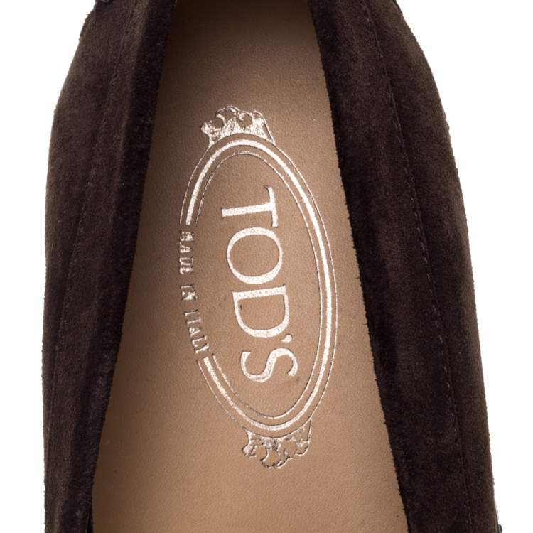 Pre Owned Tod's Brown Suede Leather Penny Slip On Loafers Size 42.5