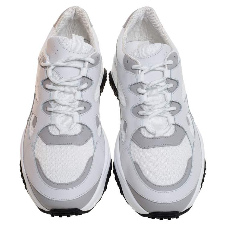 Pre Owned Tod's White Leather and Mesh Active Sporty Sneakers Size 41.5