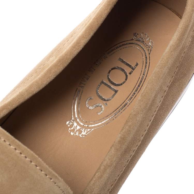 Pre Owned Tod’s Beige Suede Macro Clamp Mocassins Size 43