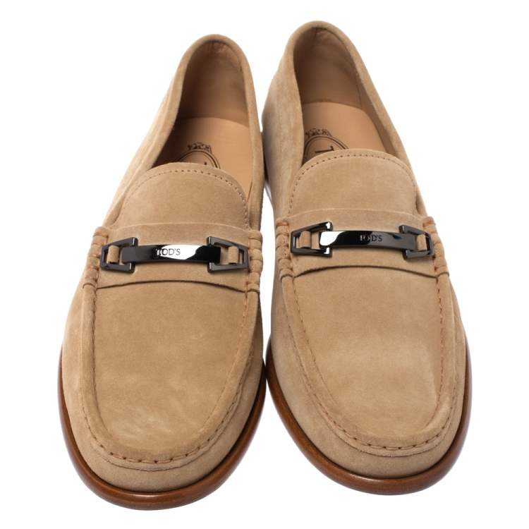 Pre Owned Tod’s Beige Suede Macro Clamp Mocassins Size 43