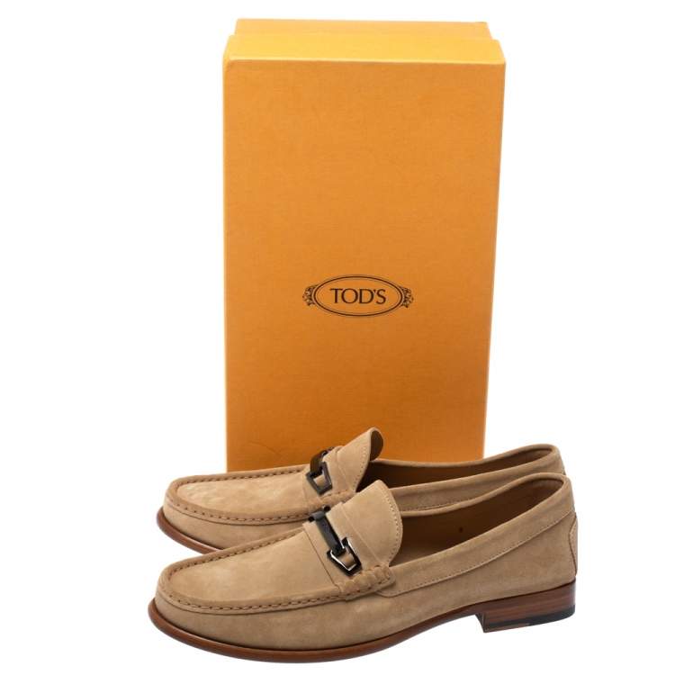 Pre Owned Tod’s Beige Suede Macro Clamp Mocassins Size 43