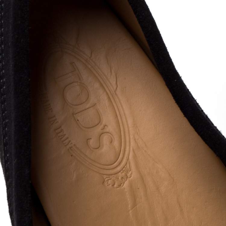 Pre Owned Tod's Black Suede Double T Slip On Loafers Size 44