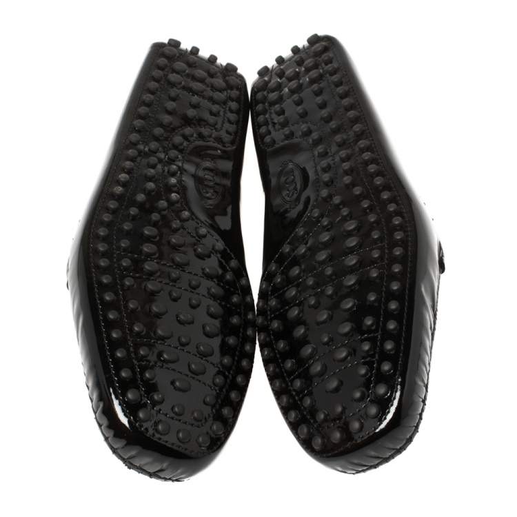 Pre Owned Tod's Black Patent Leather New Gommini Smoking Loafers Size 43