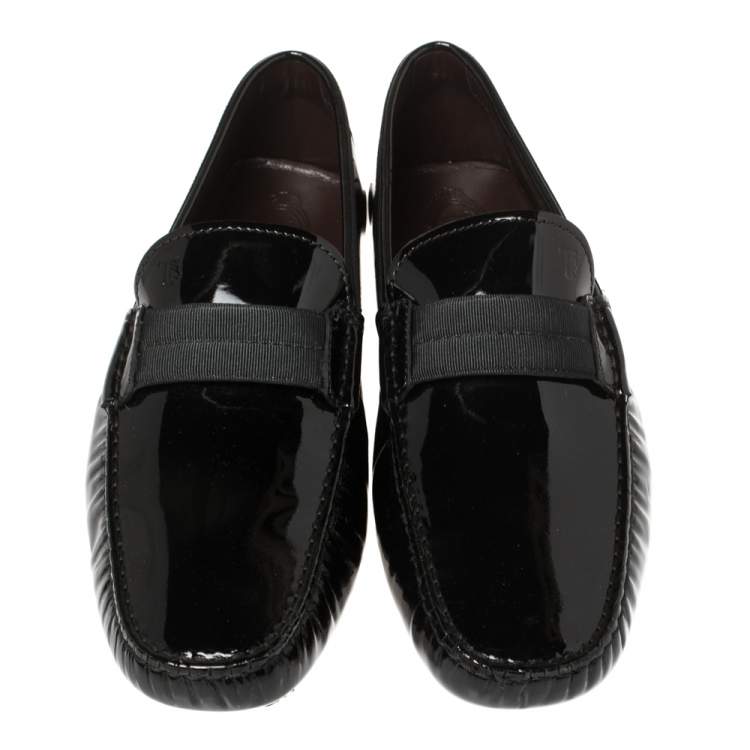 Pre Owned Tod's Black Patent Leather New Gommini Smoking Loafers Size 43