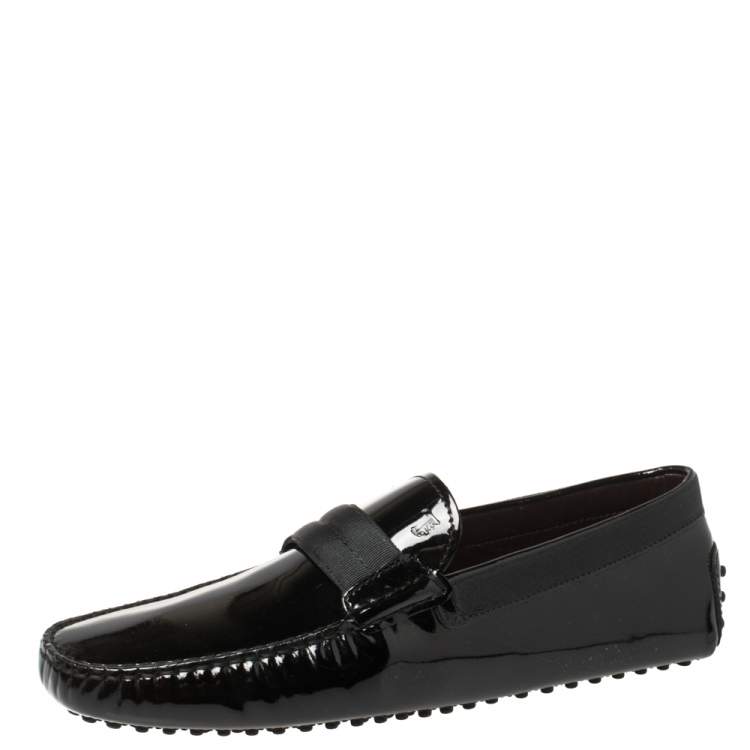 Pre Owned Tod's Black Patent Leather New Gommini Smoking Loafers Size 43