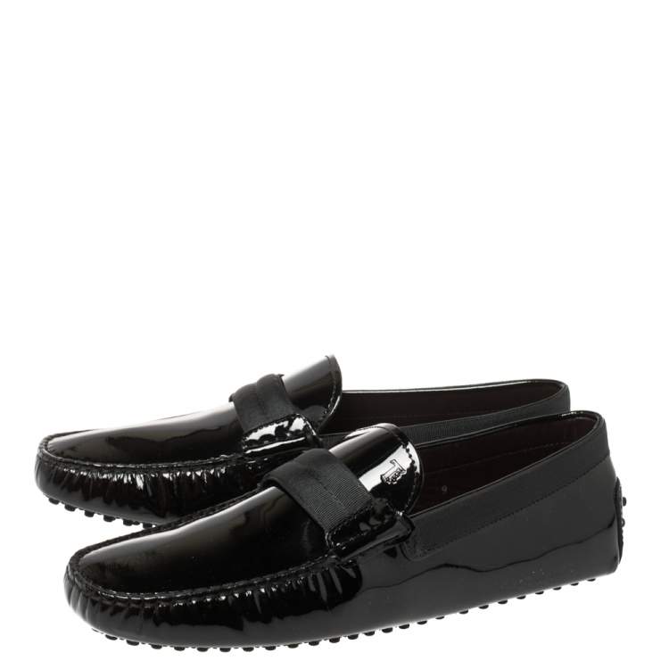 Pre Owned Tod's Black Patent Leather New Gommini Smoking Loafers Size 43