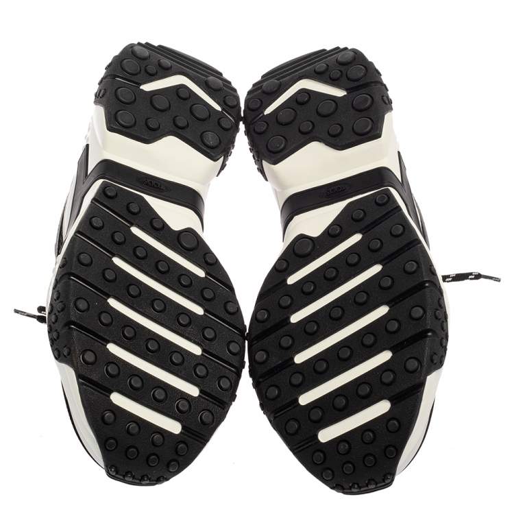 Pre Owned Tod's Black/White Leather And Mesh Active Sporty Sneakers Size 41