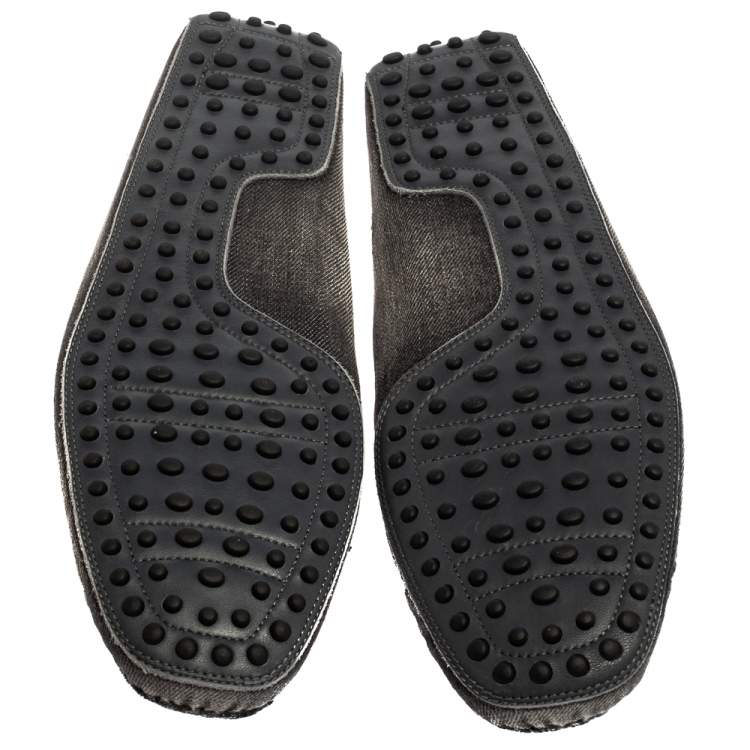 Pre Owned Tod's Two Tone Denim Fabric Gommino Slip On Loafers Size 42