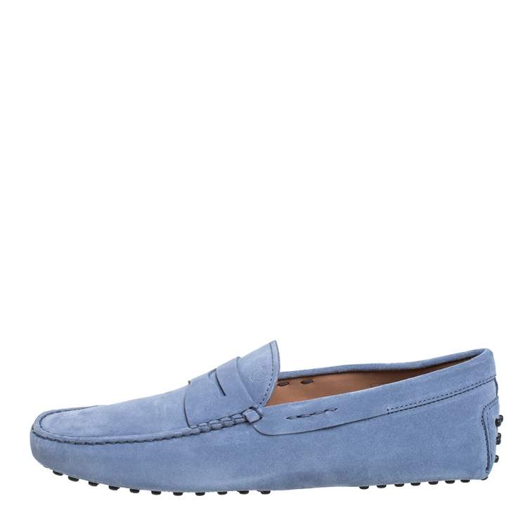 Pre Owned Tod's Blue Suede Gommino Loafers Size 44.5