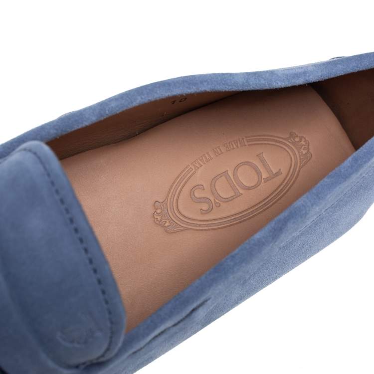 Pre Owned Tod's Blue Suede Gommino Loafers Size 44.5