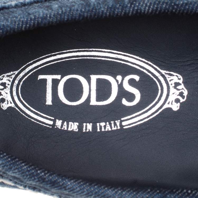 Pre Owned Tod's Blue Denim Gommino Driving Loafers Size 43