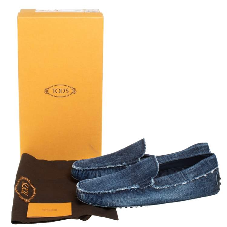 Pre Owned Tod's Blue Denim Gommino Driving Loafers Size 43