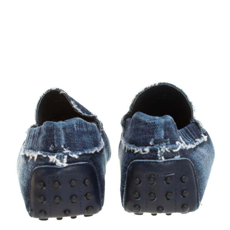 Pre Owned Tod's Blue Denim Gommino Driving Loafers Size 43