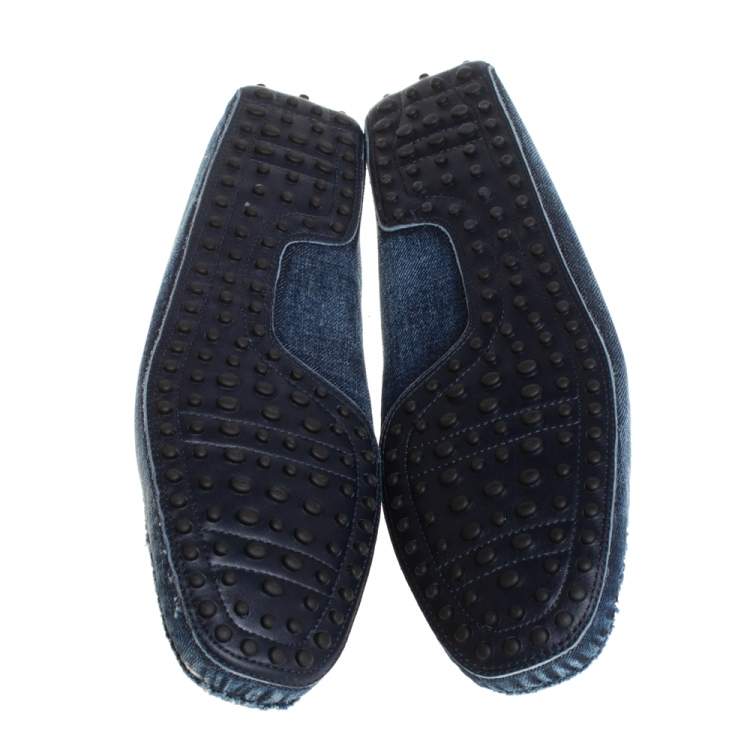 Pre Owned Tod's Blue Denim Gommino Driving Loafers Size 43