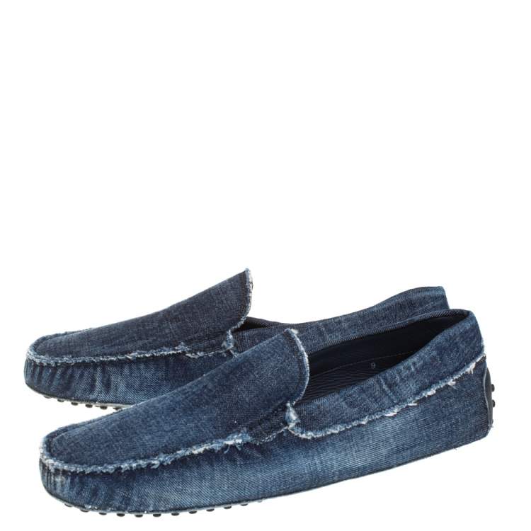 Pre Owned Tod's Blue Denim Gommino Driving Loafers Size 43
