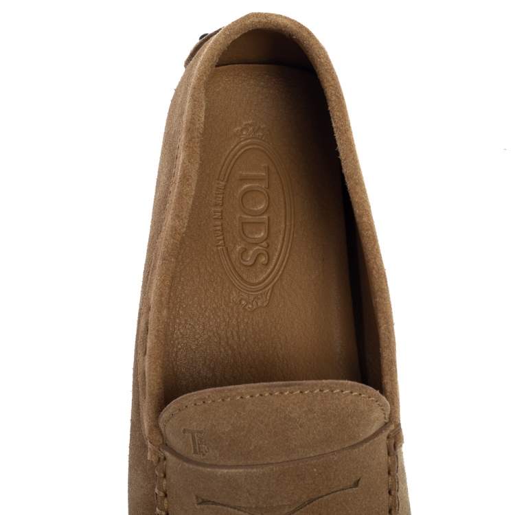 Pre Owned Tod's Beige Suede Gommino Driving Loafers Size 43