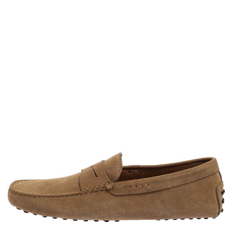Pre Owned Tod's Beige Suede Gommino Driving Loafers Size 43
