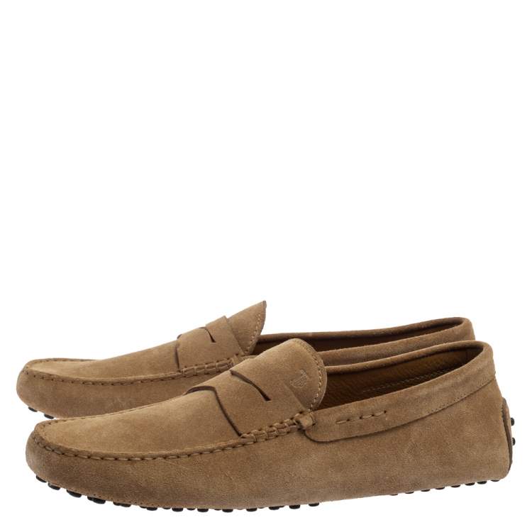 Pre Owned Tod's Beige Suede Gommino Driving Loafers Size 43