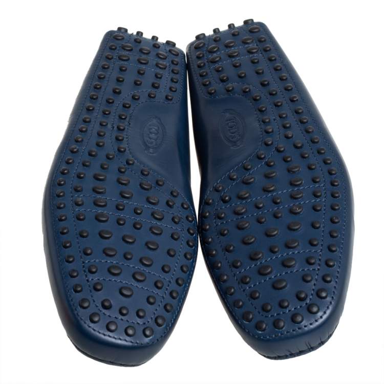 Pre Owned Tod's Blue Leather New Gommino Driving Loafers Size 42