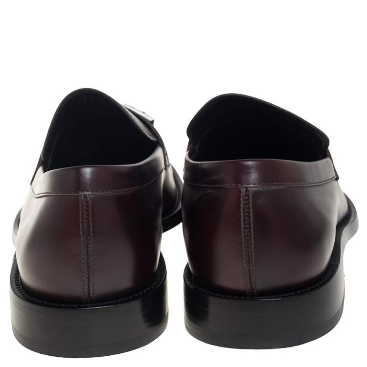 Pre Owned Tod's Brown Leather Buckle Slip On Loafers Size 45.5