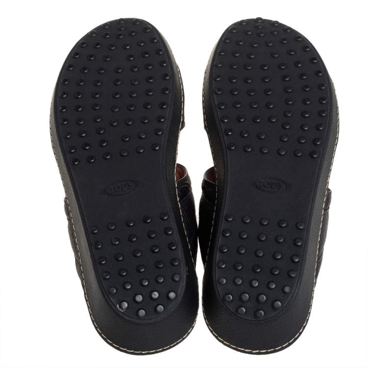 Pre Owned Tod's Black Leather Slide Sandals Size 41